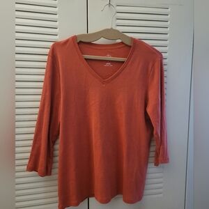 St. John's Bay Long Sleeve V-Neck Top Size L